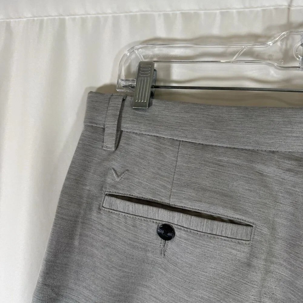 Callaway Golf Shorts Men's 34 Grey Performance Athletic Pockets Button Zip